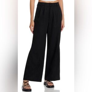 Madewell The Harlow Wide-Leg Pants Women’s 2 Black 100% Linen Pleated Bohemian